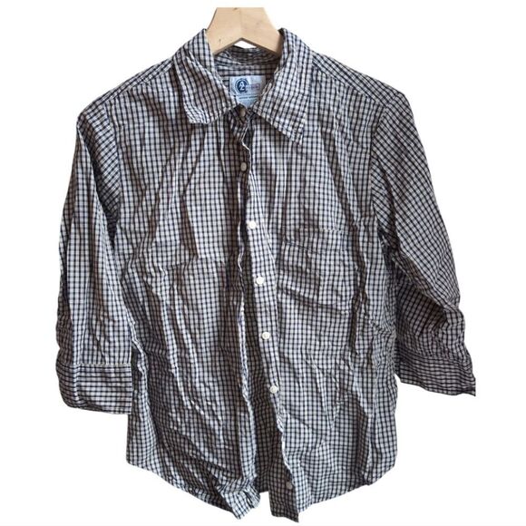 arizona Jeans Cotton Check Elbow Sleeve Shirt Size M - Picture 1 of 6
